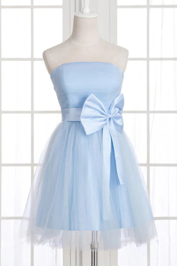 Robe Weitese trapèze bustier avec nœud papillon, robe de bal courte, robe de soirée